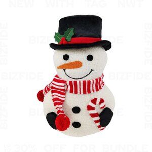 Snowman Shaped Christmas Decorative Pillow, Sherpa Fabric, 9.5x14.75